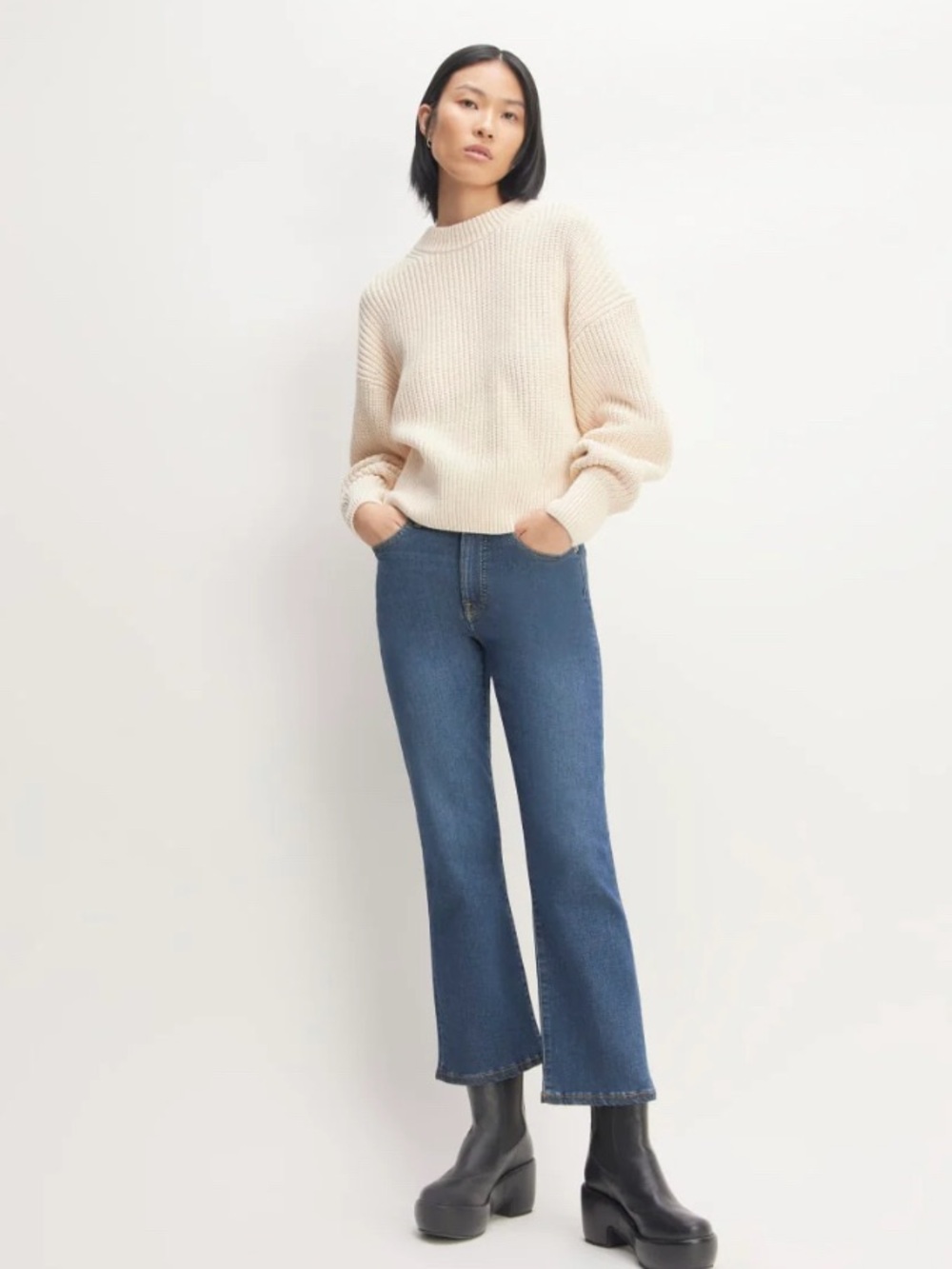 Everlane Mid-Rise Dark Blue Flare Jeans